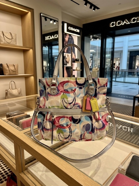 Coach Handbags - COACH Poppy Ikat Signature C Foldover Tote & Crossbody Bag (Style 19873).